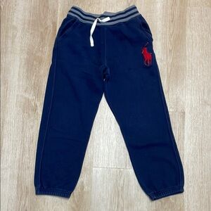 Polo Ralph Lauren Boys 10/12 Navy Blue Red Embroidered Sweatpants Flawed Gem